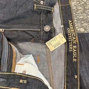 NWT American Eagle Outfitters Men's Deep Indigo Slim Straight Jeans
